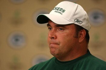 GREEN BAY, WI - AUGUST 5: Head coach Mike McCarthy of the Green Bay Packers speaks during a press conference at Lambeau Field August 5, 2008 in Green Bay, Wisconsin. McCarthy spoke to the press after Brett Favre, who was reinstated after retiring from the