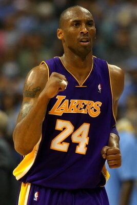 DENVER - MAY 29:  Kobe Bryant #24 of the Los Angeles Lakers reacts in the second half against the Denver Nuggets in Game Six of the Western Conference Finals during the 2009 NBA Playoffs at Pepsi Center on May 29, 2009 in Denver, Colorado. NOTE TO USER: U