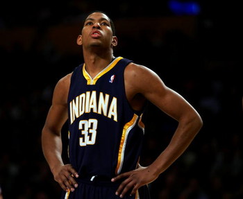 LOS ANGELES - DECEMBER 4: Danny Granger #33 of the Indiana Pacers looks on during free throw against the Los Angeles Lakers on December 4, 2006 at Staples Center in Los Angeles, California. NOTE TO USER: User expressly acknowledges and agrees that, by do