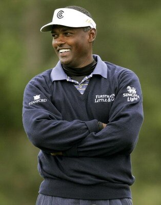 PEBBLE BEACH, CA - FEBRUARY 08:  Vijay Singh of Fiji smiles on the 1st green of Spyglass Hill Golf Course during the first round of the AT&T Pebble Beach National Pro-Am February 8, 2007 in Pebble Beach, California.  (Photo by Justin Sullivan/Getty Images