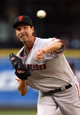 SEATTLE - MAY 22:  Randy Johnson #51 of the San Francisco Giants pitches during the game against the Seattle Mariners on May 22, 2009 in Seattle, Washington. The Mariners defeated the Giants 2-1 in twelve innings. (Photo by Otto Greule Jr/Getty Images)