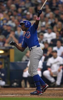 MILWAUKEE - MAY 10: Alfonso Soriano #12 of the Chicago Cubs hits a two-run home run in the 3rd inning against the Milwaukee Brewers on May 10, 2009 at Miller Park in Milwaukee, Wisconsin. The Cubs defeated the Brewers 4-2. (Photo by Jonathan Daniel/Getty 