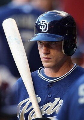 PHOENIX - MAY 26:  David Eckstein #3 of the San Diego Padres prepares to bat during the major league baseball game against the Arizona Diamondbacks at Chase Field on May 26, 2009 in Phoenix, Arizona. The Diamondbacks defeated the Padres 6-5.  (Photo by Ch