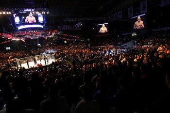 CHICAGO- OCTOBER 25:  People attend the UFC 90 at UFC's Ultimate Fight Night at Allstate Arena on October 25, 2008 in Chicago, Illinois. (Photo by Tasos Katopodis/Getty Images)