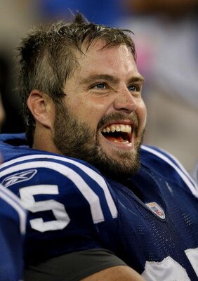 INDIANAPOLIS - SEPTEMBER 06:  Ryan Lilja #65 of the Indianapolis Colts laughs on the bench as the Colts take on the New Orleans Saints in the first NFL game of the season at the RCA Dome on September 6, 2007 in Indianapolis, Indiana.  (Photo by Jonathan D