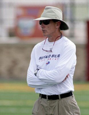 PITTSFORD, NY - JULY 25:  Head coach Dick Jauron  of the Buffalo Bills watches practice during Training Camp on July 25, 2008 at Saint John Fisher College in Pittsford, New York.  (Photo by Rick Stewart/Getty Images)
