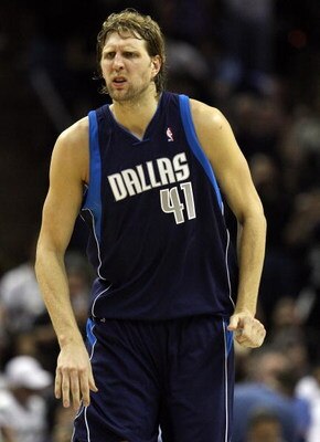 SAN ANTONIO - APRIL 28:  Forward Dirk Nowitzki #41 of the Dallas Mavericks during play against the San Antonio Spurs in Game Five of the Western Conference Quarterfinals during the 2009 NBA Playoffs at AT&T Center on April 28, 2009 in San Antonio, Texas. 