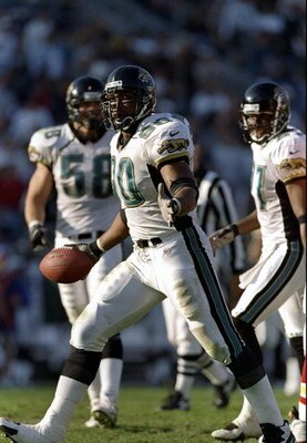 10 Nov 1997: Defensive lineman Tony Brackens of the Jacksonville Jaguars looks on during a game against the Kansas City Chiefs at Alltell Stadium in Jacksonville, Florida. The Jaguars won the game, 24-10.