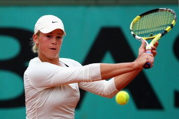 PARIS - MAY 28:  Alexa Glatch of the USA hits a backhand during her Women's Singles Second Round match against Lourdes Dominguez Lino of Spain on day five of the French Open at Roland Garros on May 28, 2009 in Paris, France.  (Photo by Ryan Pierse/Getty I