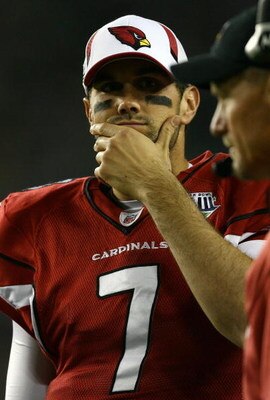 TAMPA, FL - FEBRUARY 01:  Quarterback Matt Leinart #7 of the Arizona Cardinals looks on against the Pittsburgh Steelers during Super Bowl XLIII on February 1, 2009 at Raymond James Stadium in Tampa, Florida.  (Photo by Jamie Squire/Getty Images)