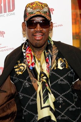 LAS VEGAS - MAY 16:  Former NBA player Dennis Rodman arrives at Hawaiian Tropic Zone's 'Torrid' Nightclub inside the Planet Hollywood Resort & Casino on May 16, 2008 in Las Vegas.  (Photo by Jacob Andrzejczak/Getty Images for Hawaiian Tropic Zone)