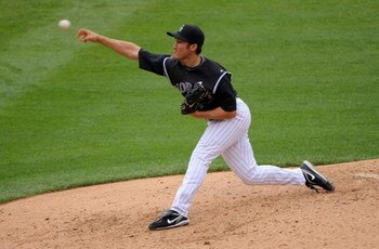 DENVER - MAY 10:  Relief pitcher Huston Street #16 of the Colorado Rockies delivers in the ninth inning against the Florida Marlins during MLB action at Coors Field on May 10, 2009 in Denver, Colorado. Street earned a save as the Rockies defeated the Marl