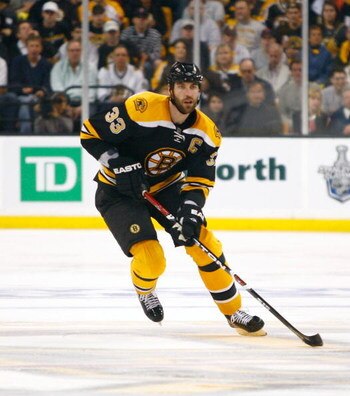 BOSTON - MAY 10: Zdeno Chara #33 of the Boston Bruins heads toward the net against the Carolina Hurricances during Game Five of the Eastern Conference Semifinal Round of the 2009 Stanley Cup Playoffs on May 10, 2009 at the TD Banknorth Garden in Boston, M