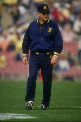 1 Jan 1987: Head coach Bo Schembechler of Michigan during their 22-15 loss to Arizona State at the Rose Bowl in Pasadena, California. Mandatory Credit: Rick Stewart  /Allsport