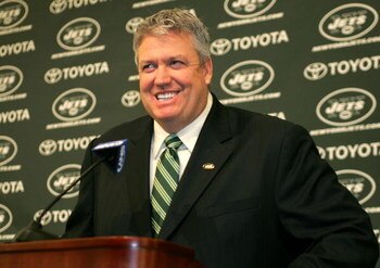 FLORHAM PARK, NJ - JANUARY 21: Rex Ryan addresses the media during a press conference after being introduced as the new Head Coach of the New York Jets at the Atlantic Health Jets Training Center on January 21, 2009 in Florham Park, New Jersey.  (Photo by