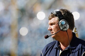 CHAPEL HILL, NC - NOVEMBER 08:  Head coach Paul Johnson of the Georgia Tech Yellow Jackets watches the action from the sidelines during the game against the North Carolina Tar Heels at Kenan Stadium on November 8, 2008 in Chapel Hill, North Carolina.  (Ph