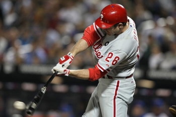 NEW YORK - JUNE 10:  Chase Utley #26 of the Philadelphia Phillies bats against  the New York Mets during their game on June 10, 2009 at Citi Field in the Flushing neighborhood of the Queens borough of New York City.  (Photo by Al Bello/Getty Images)