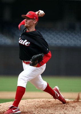 SAN DIEGO, CA- APRIL 3:  Starting Pitcher Stephen Strasburg #37 of the San Diego State Aztecs throws from the mound against the UC Davis Aggies during their game on April 3, 2009 at Petco Park in San Diego, California. (Photo by Donald Miralle/Getty Image