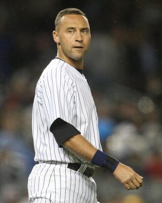 NEW YORK - JUNE 03:  Derek Jeter #2 of the New York Yankees in the field against the Texas Rangers on June 3, 2009 at Yankee Stadium in the Bronx borough of New York City.  (Photo by Nick Laham/Getty Images)