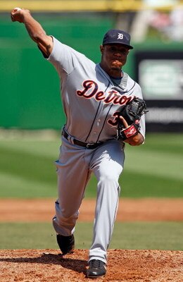 CLEARWATER, FL - MARCH 07:  Pitcher Edwin Jackson #36 of the Detroit Tigers pitches against the Philadelphia Phillies during a Grapefruit League Spring Training Game at Bright House Field on March 7, 2009 in Clearwater, Florida.  (Photo by J. Meric/Getty 