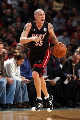 MILWAUKEE - JANUARY 9:  Jason Williams #55 of the Miami Heat dribbles the ball upcourt against the Milwaukee Bucks during the game at the Bradley Center on January 9, 2008 in Milwaukee, Wisconsin.  The Bucks won 98-92.  NOTE TO USER: User expressly acknow
