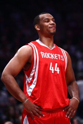 NEW YORK - JANUARY 26:  Chuck Hayes #44 of the Houston Rockets looks on against the New York Knicks on January 26, 2009 at Madison Square Garden in New York City.  NOTE TO USER: User expressly acknowledges and agrees that, by downloading and/or using this