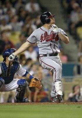 LOS ANGELES, CA - JULY 09:  Mark Teixeira #24 of the Atlanta Braves bats against the Los Angeles Dodgers on July 9, 2008 at Dodger Stadiium in Los Angeles, California.   The Dodgers won 2-1.  (Photo by Stephen Dunn/Getty Images)
