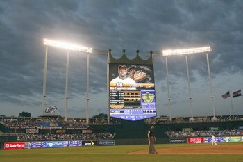 KANSAS CITY - MAY 14: A general view of the field taken during the game between the Kansas City Royals and the Baltimore Orioles on May 14, 2009 at Kauffman Stadium in Kansas City, Missouri. (Photo by: Jamie Squire/Getty Images)