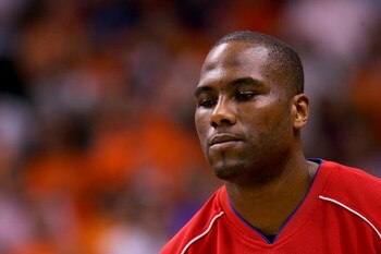 PHOENIX - MAY 22:  Elton Brand #42 of the Los Angeles Clippers looks on during warmups before game seven of the Western Conference Semifinals against the Phoenix Suns during the 2006 NBA Playoffs on May 22, 2006 at US Airways Center in Phoenix, Arizona.  