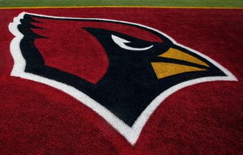 TAMPA, FL - FEBRUARY 01:  The Arizona Cardinals logo is seen in the end zone before Super Bowl XLIII on February 1, 2009 at Raymond James Stadium in Tampa, Florida.  (Photo by Jamie Squire/Getty Images)
