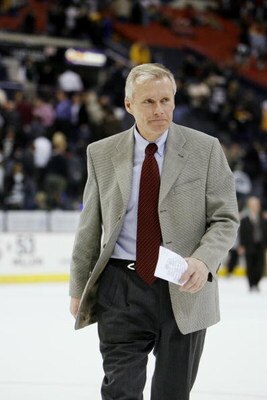 PITTSBURGH - DECEMBER 19:  Head coach Andy Murray of the St. Louis Blues walks on the ice before the game against the Pittsburgh Penguins at Mellon Arena on December 19, 2006 in Pittsburgh, Pennsylvania. The Blues won 4-1. (Photo by Gregory Shamus/Getty I