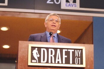 27 Jun 2001: NBA Commissioner David Stern announces the NBA Draft picks at Madison Square Garden in New York City. Mandatory Credit: Al Bello/ALLSPORT NOTE TO USER: It is expressly understood that the only rights Allsport are offering to license in this P