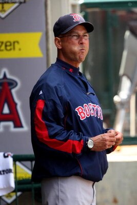 ANAHEIM, CA - APRIL 11:  Manager Terry Francona of the Boston Red Sox in the before the game against the Los Angeles Angels of Anaheim on April 11, 2009 at Angel Stadium in Anaheim,  The Red Sox won 5-4.  (Photo by Stephen Dunn/Getty Images)