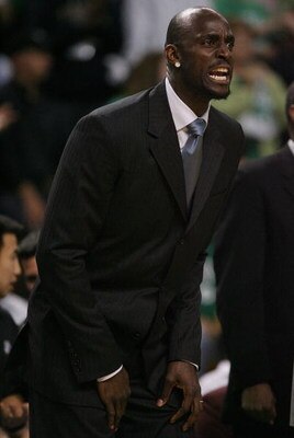 BOSTON - MAY 02:  Kevin Garnett #5 of the Boston Celtics encourages his teammates from the bench in the fourth quarter against the Chicago Bulls in Game Seven of the Eastern Conference Quarterfinals during the 2009 NBA Playoffs at TD Banknorth Garden on M