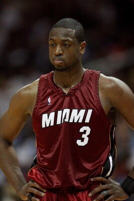 ATLANTA - MAY 03:  Dwyane Wade #3 of the Miami Heat reacts late in the fourth quarter while taking on the Atlanta Hawks during Game Seven of the Eastern Conference Quarterfinals at Philips Arena on May 3, 2009 in Atlanta, Georgia. The Hawks defeated the H