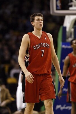BOSTON - JANUARY 12:  Andrea Bargnani #7 of the Toronto Raptors looks on during a game against the Boston Celtics at the TD Banknorth Garden on January 12, 2007 in Boston, Massachusetts.  The Raptors defeated the Celtics 95-86. NOTE TO USER: User expressl