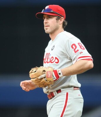 NEW YORK - MAY 24:  Chase Utley #26 of the Philadelphia Phillies in the field against the New York Yankees on May 24, 2009 at Yankee Stadium in the Bronx borough of New York City.  (Photo by Nick Laham/Getty Images)