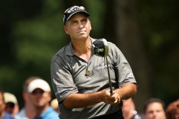 FARMINGDALE, NY - JUNE 19:  Rocco Mediate watches a tee shot during the continuation of the first round of the 109th U.S. Open on the Black Course at Bethpage State Park on June 19, 2009 in Farmingdale, New York.  (Photo by Ross Kinnaird/Getty Images)