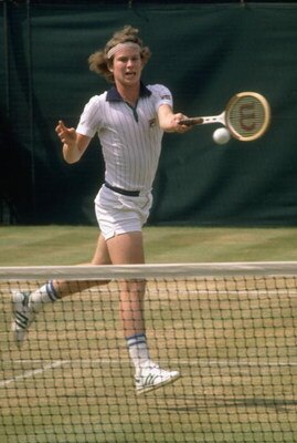 Jun 1977:  John McEnroe of the USA plays a forehand return during the Lawn Tennis Championships at Wimbledon in London. \ Mandatory Credit: Tony  Duffy/Allsport