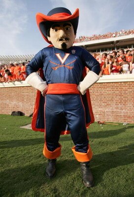 CHARLOTTESVILLE, VA - SEPTEMBER 25:  The Virginia Cavaliers mascot supports his team as they defeated the Orangemen 31-10 at Scott Stadium on September 25, 2004 in Charlottesville, Virginia. (Photo by Doug Pensinger/Getty Images)