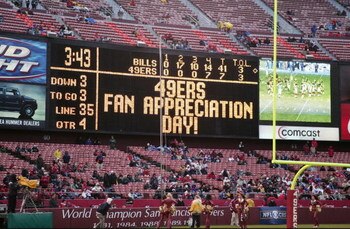 SAN FRANCISCO - DECEMBER 26: A general view of the fans on Fan Appreciation Day during the fourth quater of the San Francisco 49ers and Buffalo Bills game at Monster Park on December 26, 2004 in San Francisco, California. (Photo by Jed Jacobsohn/Getty Ima