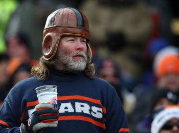 CHICAGO - DECEMBER 07: A fan of the Chicago Bears watches the action during a game between the Bears and the Jacksonville Jaguars on December 7, 2008 at Soldier Field in Chicago, Illinois. The Bears defeated the Jaguars 23-10. (Photo by Jonathan Daniel/Ge