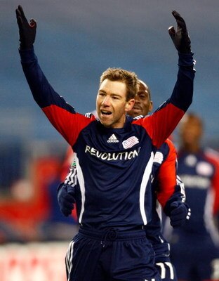 FULLERTON, CA - JULY 20:  Steve Ralston #14 of the New England Revolution keeps the ball in play near the touchline in the first half during their SuperLiga match against CD Chivas USA at Titan Stadium on July 20, 2008 in Fullerton, California. The Revolu