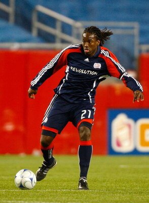 FOXBOROUGH, MA - APRIL 4:  Shalrie Joseph #21 of the New England Revolution battles against the FC Dallas at Gillette Stadium on April 4, 2009 in Foxborough, Massachusetts.  (Photo by Jim Rogash/Getty Images)
