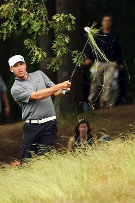FARMINGDALE, NY - JUNE 22:  Ricky Barnes watches his third shot on the fifth hole during the continuation of the final round of the 109th U.S. Open on the Black Course at Bethpage State Park on June 22, 2009 in Farmingdale, New York.  (Photo by Andy Lyons