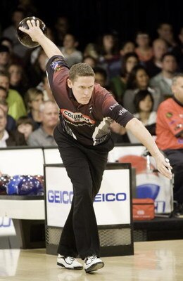 WICHITA, KS - OCTOBER 26:  Chris Barnes eyes the pins during the finals of the PBA World Championships held at the Northrock Lanes on October 26, 2008 in Wichita, Kansas. (Photo by Craig Hacker/Getty Images for PBA)