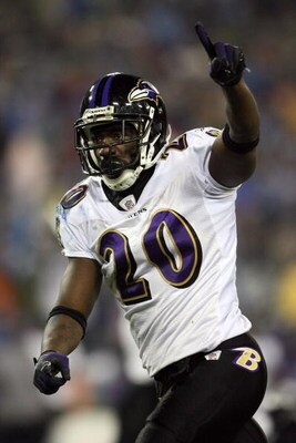 NASHVILLE, TN - JANUARY 10:  Safety Ed Reed #20 of the Baltimore Ravens reacts after the Ravens stopped the Tennessee Titans on fourth down to win the game during the AFC Divisional Playoff Game on January 10, 2009 at LP Field in Nashville, Tennessee.  (P