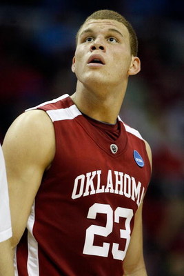 MEMPHIS, TN - MARCH 29: Blake Griffin #23 of the Oklahoma Sooners looks on while taking on the North Carolina Tar Heels during the NCAA Men's Basketball Tournament South Regional Final at the FedExForum on March 29, 2009 in Memphis, Tennessee. (Photo by
