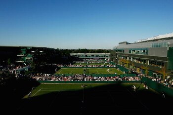 WIMBLEDON, ENGLAND - JUNE 23:  A view of courts 14 and 15 on Day Two of the Wimbledon Lawn Tennis Championships at the All England Lawn Tennis and Croquet Club on June 23, 2009 in London, England.  (Photo by Paul Gilham/Getty Images)