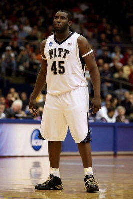 DAYTON, OH - MARCH 22: DeJuan Blair #45 of the Pittsburgh Panthers looks on against the Oklahoma State Cowboys during the second round of the NCAA Division I Men's Basketball Tournament at the University of Dayton Arena on March 22, 2009 in Dayton, Ohio.
